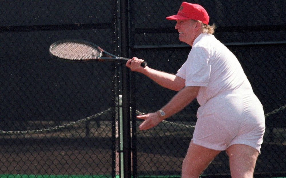 Donald Trump Plays Tennis At Mar-A-Lago
